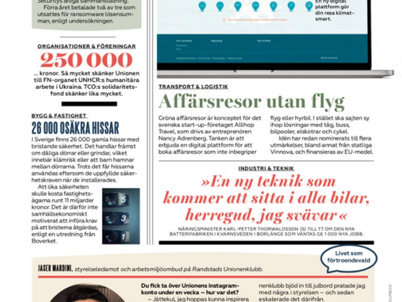 Allihop features in Unionen Magazine 